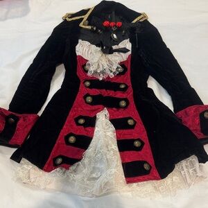 Elegant Black and Red Women's Halloween pirate dress and choker
